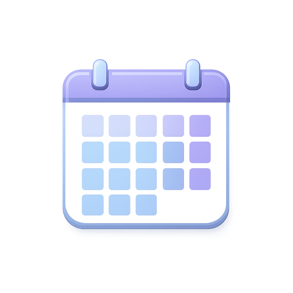 calendar icon with the light blue purple and gray tones that match this page
